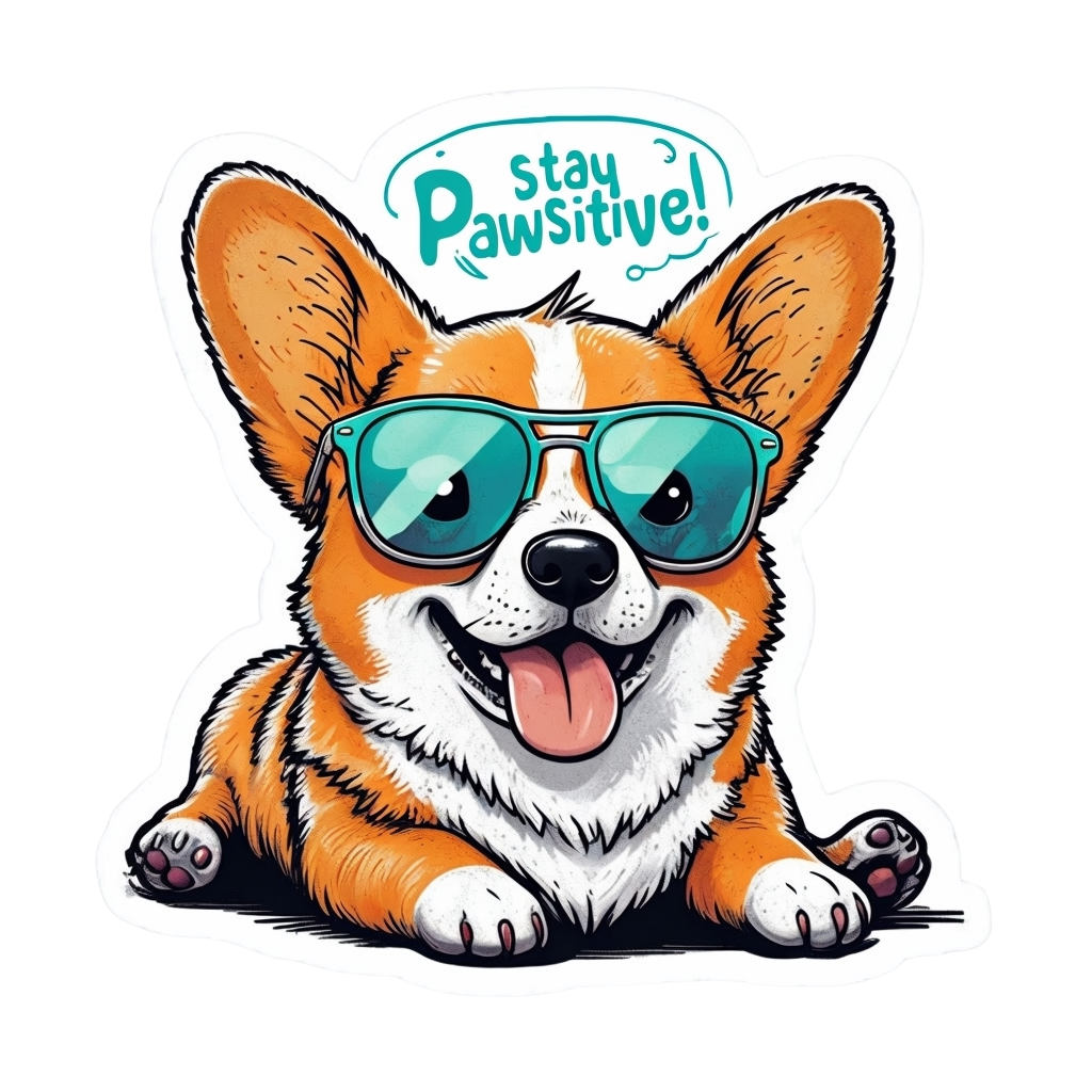 Stay Pawsitive Corgi Sticker