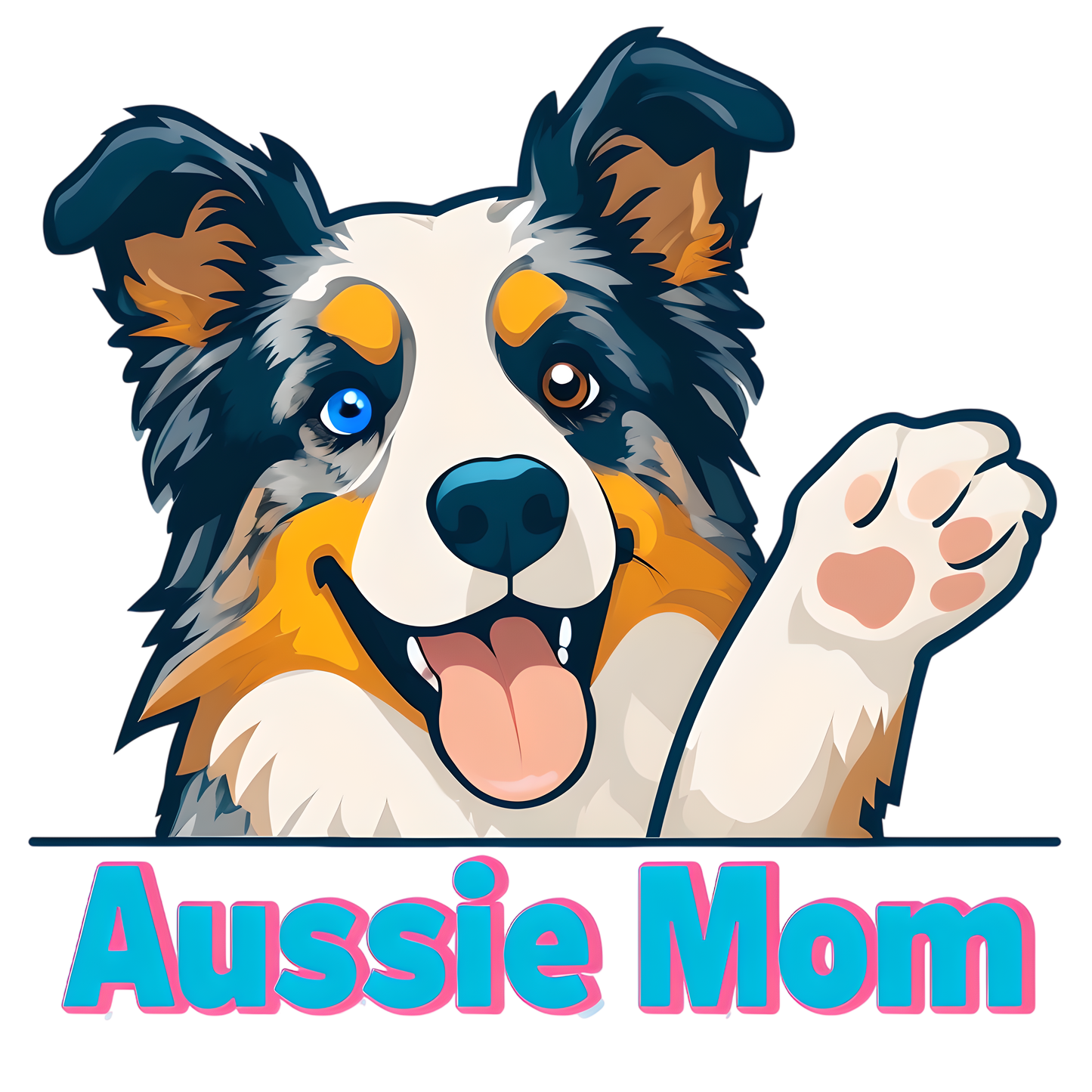 Aussie Mom with Blue and Brown Eyes