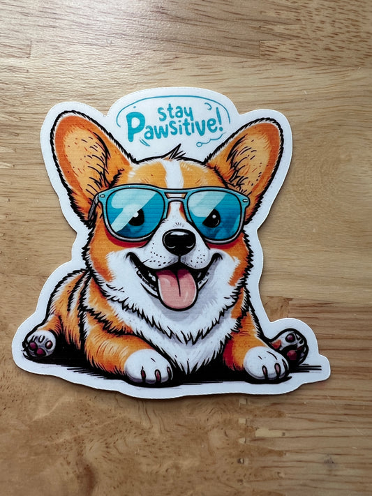Stay Pawsitive Corgi Sticker