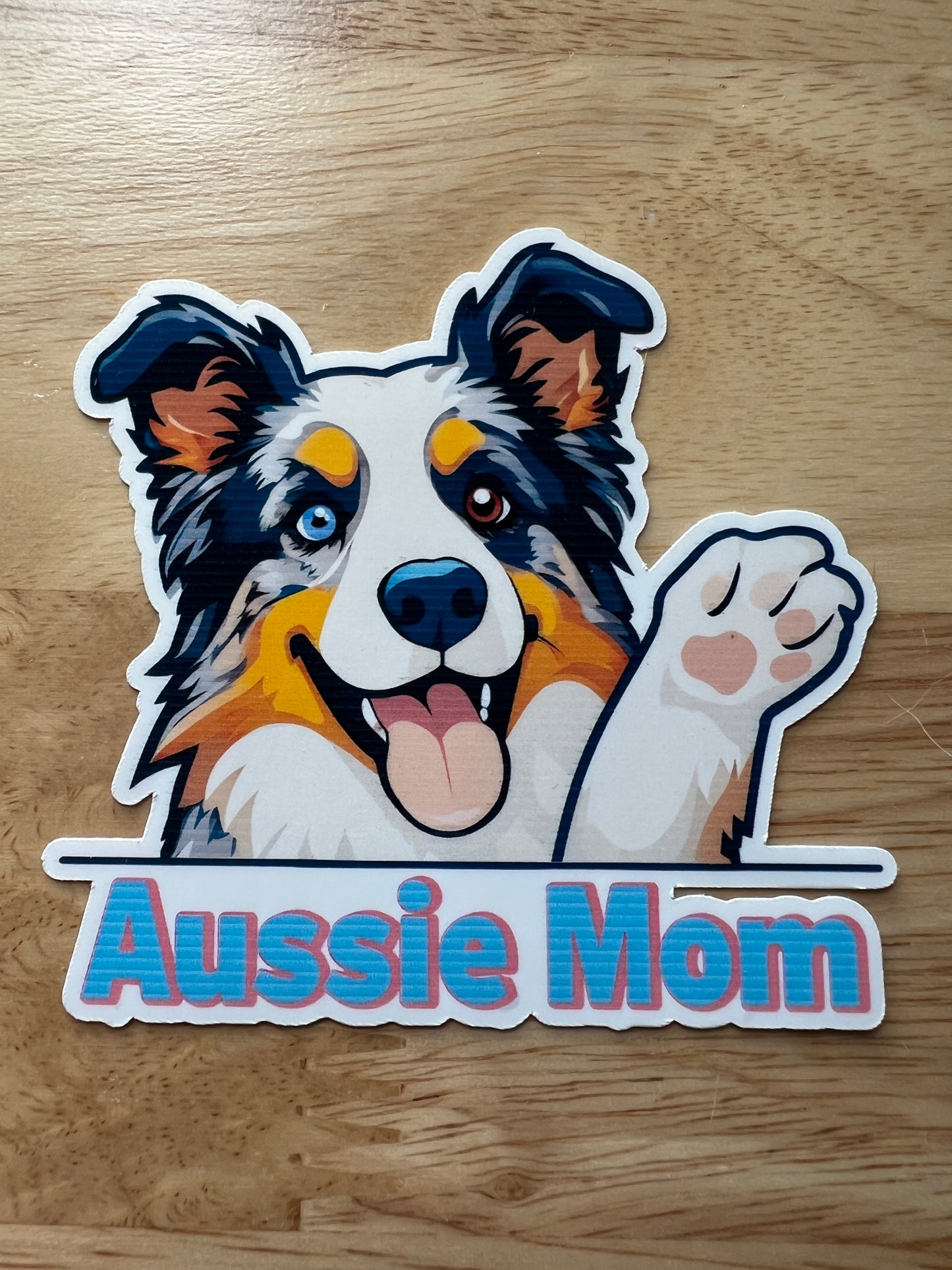 Aussie Mom with Blue and Brown Eyes